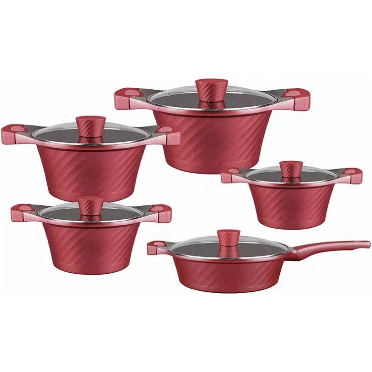 10PCS Cookingware set Non Stick Cooking Pot Casserole Die Cast Aluminum Cookware Set with Non-stick Granite Coating