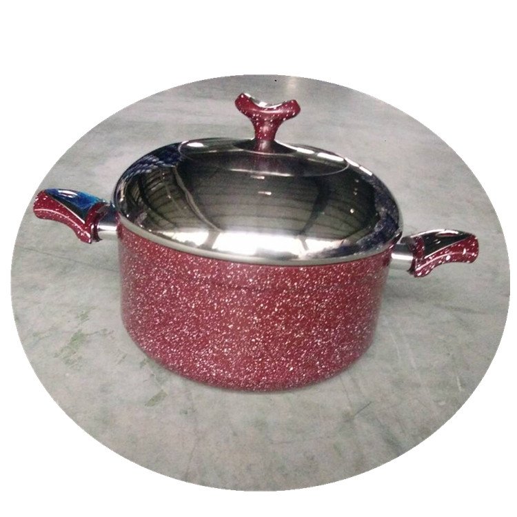 20-30CM Aluminum Marble Coating Non Stick Casserole 6Pcs Non Stick Sauce Pot Cookware Set For Palestine Market