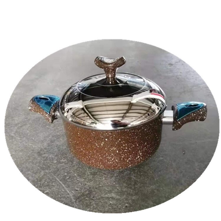 20-30CM Aluminum Marble Coating Non Stick Casserole 6Pcs Non Stick Sauce Pot Cookware Set For Palestine Market