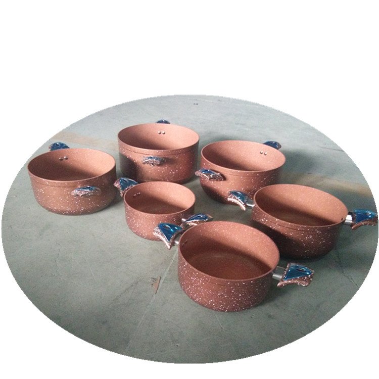 20-30CM Aluminum Marble Coating Non Stick Casserole 6Pcs Non Stick Sauce Pot Cookware Set For Palestine Market