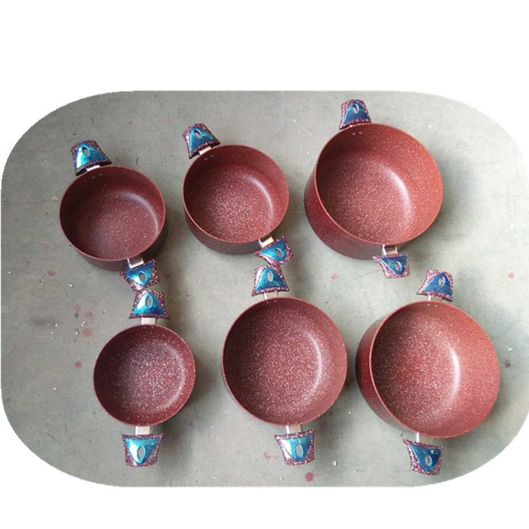 20-30CM Aluminum Marble Coating Non Stick Casserole 6Pcs Non Stick Sauce Pot Cookware Set For Palestine Market