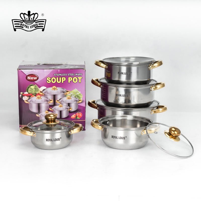ROYAL LOUIS Hot Selling 10 Pcs Cooking Pot Set Cheaper Price Soup Pot Kitchenware Stainless Steel Cookware Sets