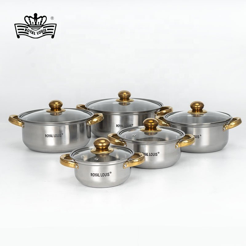 ROYAL LOUIS Hot Selling 10 Pcs Cooking Pot Set Cheaper Price Soup Pot Kitchenware Stainless Steel Cookware Sets