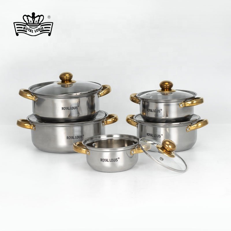 ROYAL LOUIS Hot Selling 10 Pcs Cooking Pot Set Cheaper Price Soup Pot Kitchenware Stainless Steel Cookware Sets