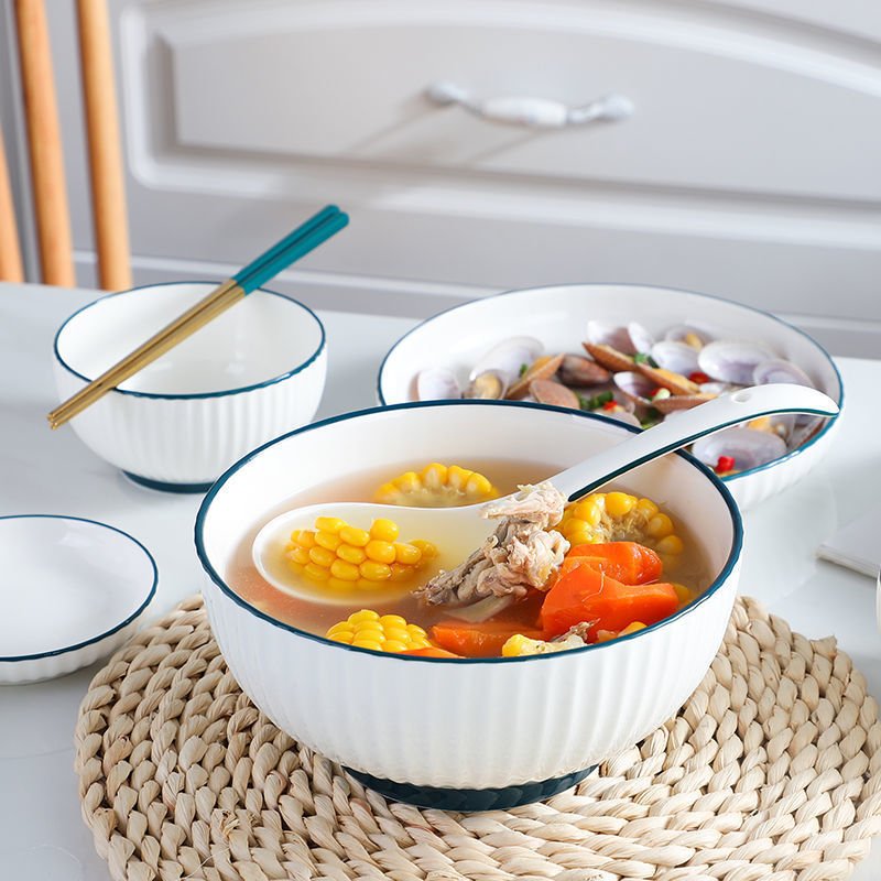 31 pieces Ceramic Dinner Plates Salad Soup Bowl Plate Dinnerware Bowls Set for Restaurant