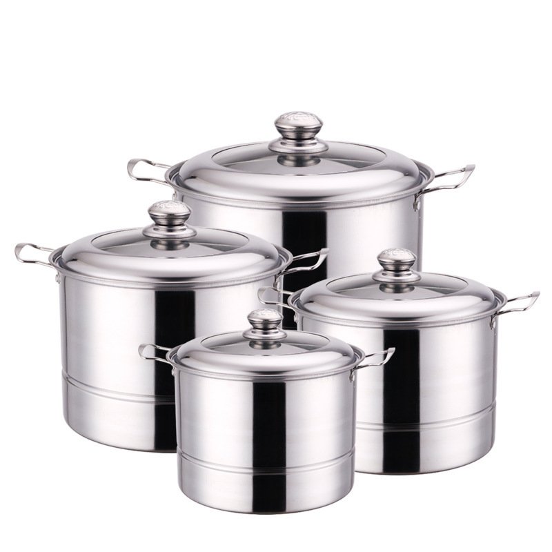 Ready Ship Stock Stainless Steel Soup Pot Cooking Pot Set 22cm 24cm 26cm 28cm Multifunction Cooking Pot Sets