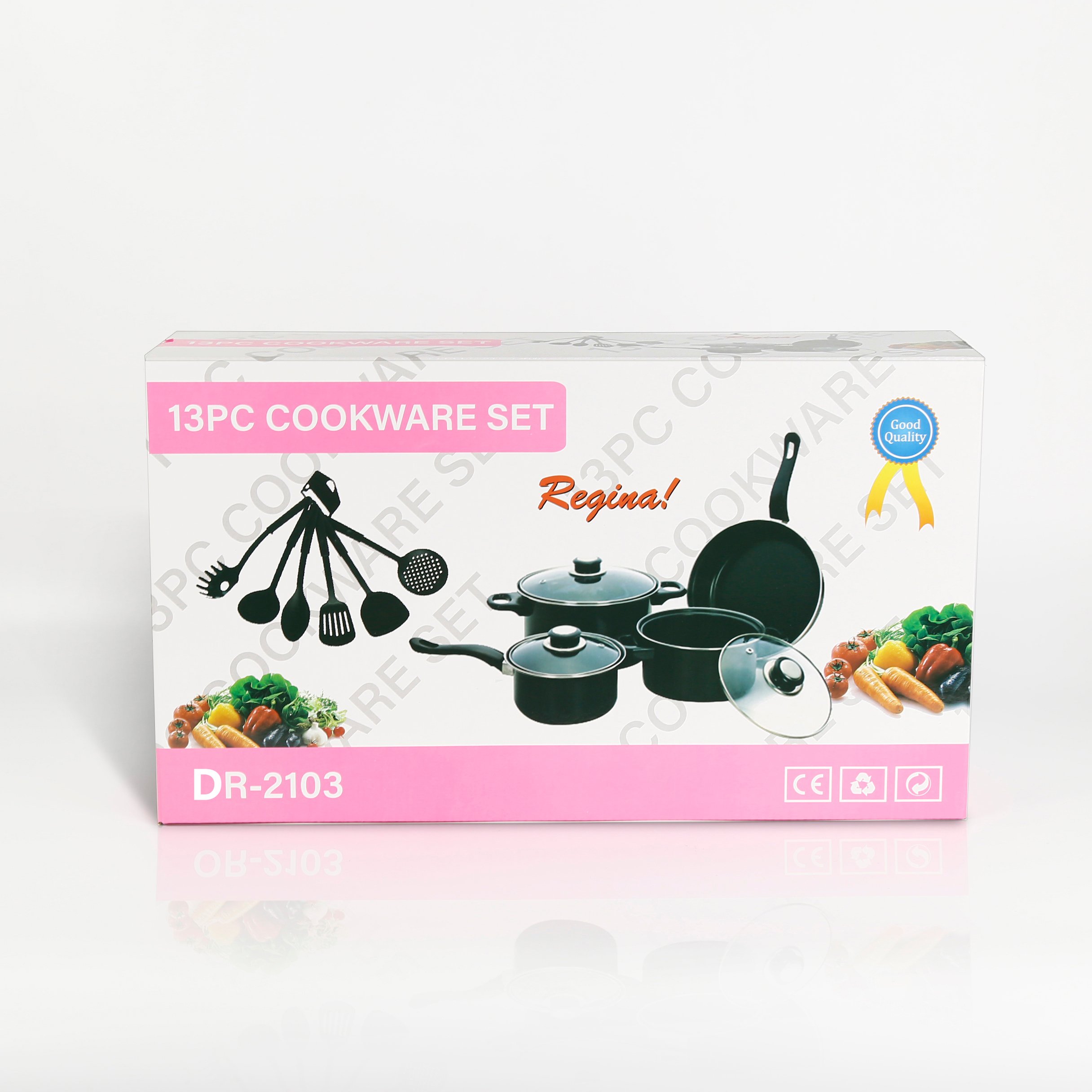 Dessini NonStick Cookware Set 13Pcs Marble Cookware Set for Kitchen HighQuality Cooking Pot Frying Pan Casserole with Glass Lid