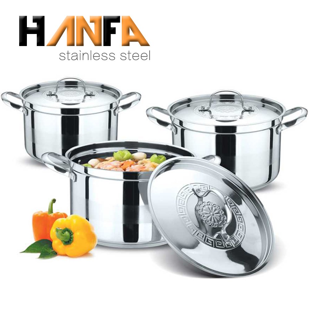 Heavy duty and shinning polishing of stainless steel cookware set