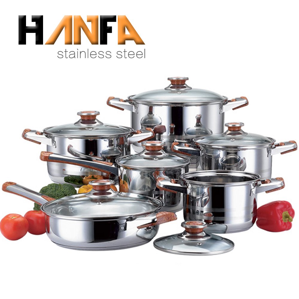 Heavy duty and shinning polishing of stainless steel cookware set