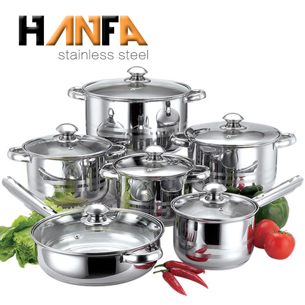 Heavy duty and shinning polishing of stainless steel cookware set