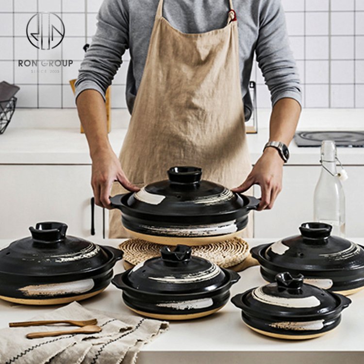 Restaurant Hotel Catering Black Color casseroles cookware ceramic clay pots for cooking non stick casserole set cooking pots