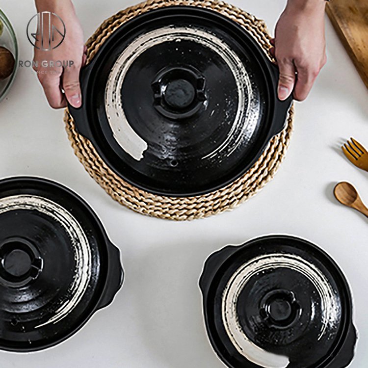 Restaurant Hotel Catering Black Color casseroles cookware ceramic clay pots for cooking non stick casserole set cooking pots