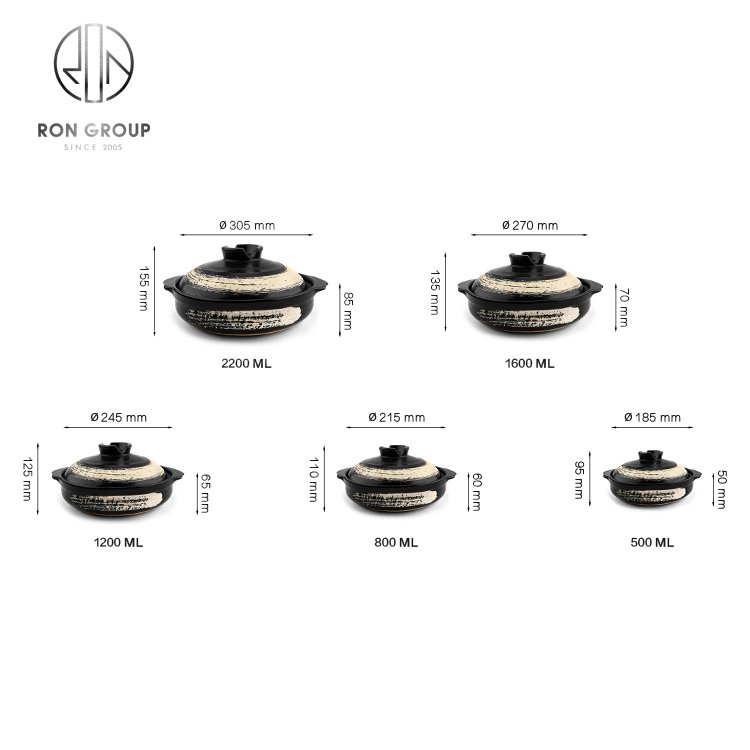 Restaurant Hotel Catering Black Color casseroles cookware ceramic clay pots for cooking non stick casserole set cooking pots