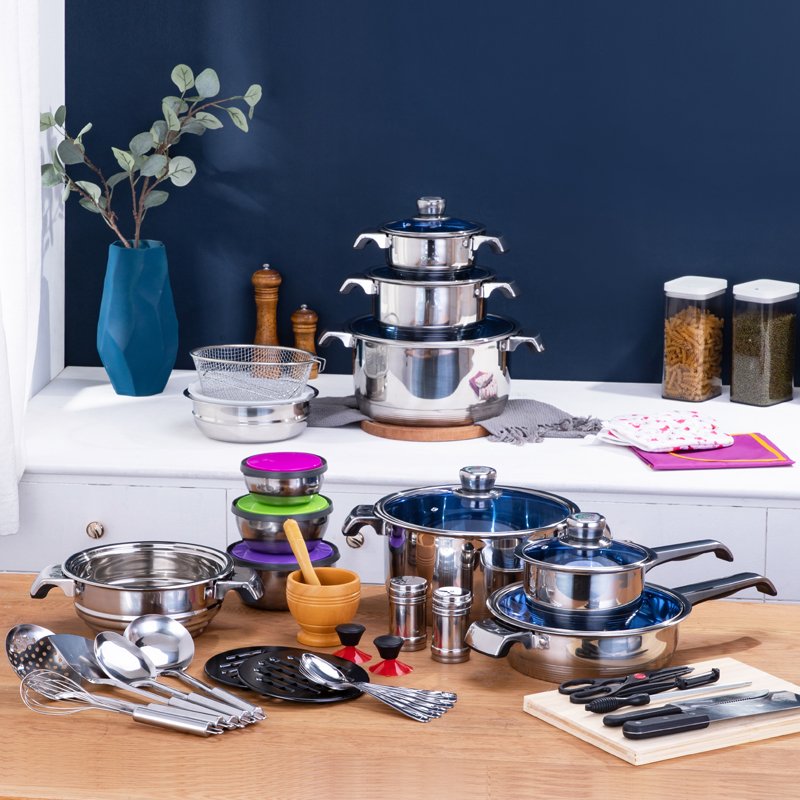 100PCS ketchin ware cookware set kitchen Multifunction Nonstick Quality Cookware Restaurant Panela Conjunto
