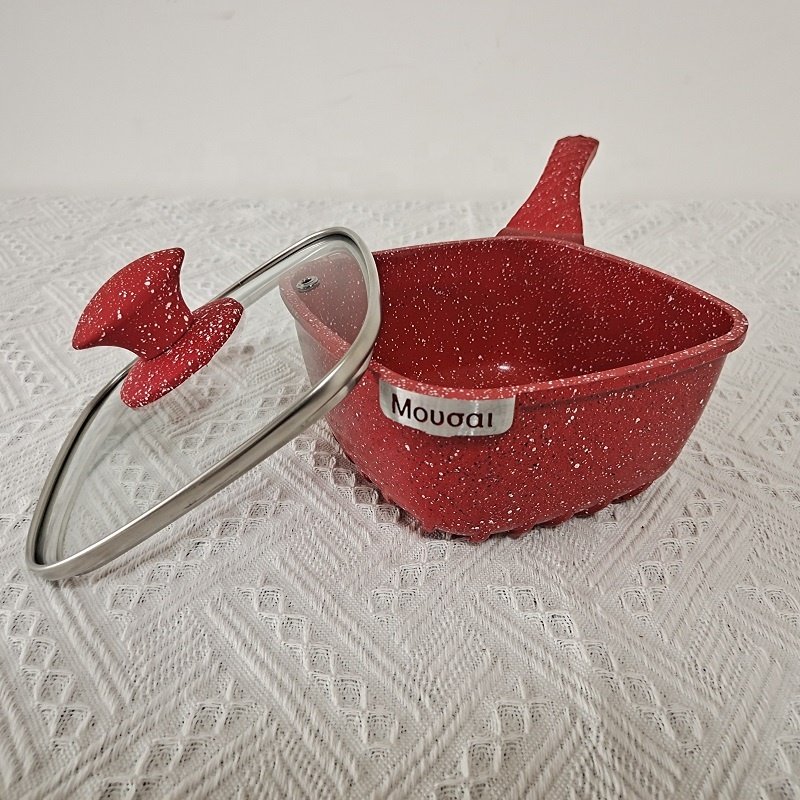 Wholesale Metal Cast Aluminum Cookware Set Red Square Cooking Pot Set Kitchen Accessories