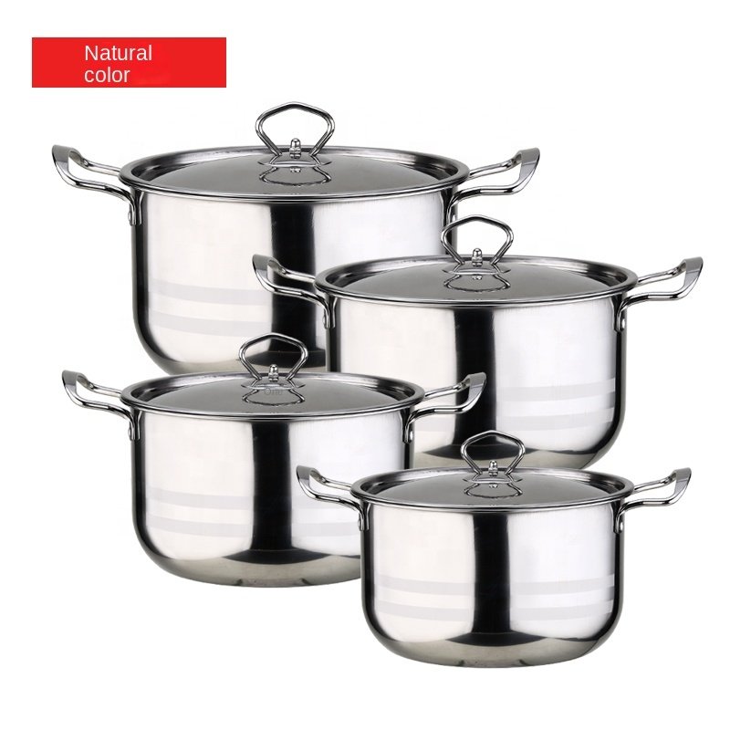 Factory Sale Cookware Set of 8 Piece Cooking Pot Set Home Kitchen Cookware Stainless Steel with Double Handle