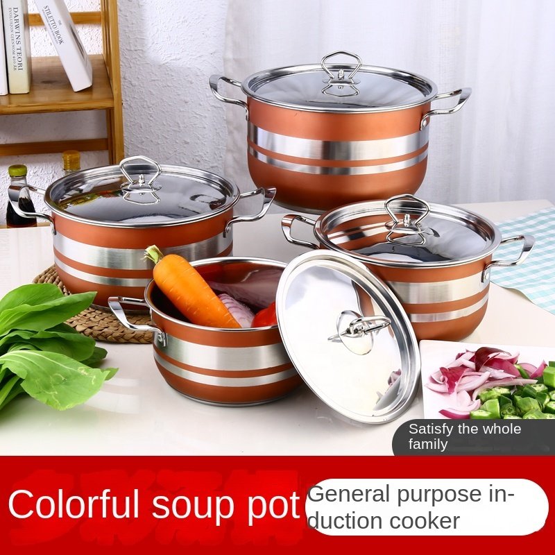 Factory Sale Cookware Set of 8 Piece Cooking Pot Set Home Kitchen Cookware Stainless Steel with Double Handle