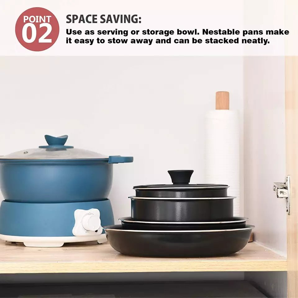 Multifunction Non-stick Aluminium Alloy Stock pot Portable Detachable Handle cookware set frying pan set
