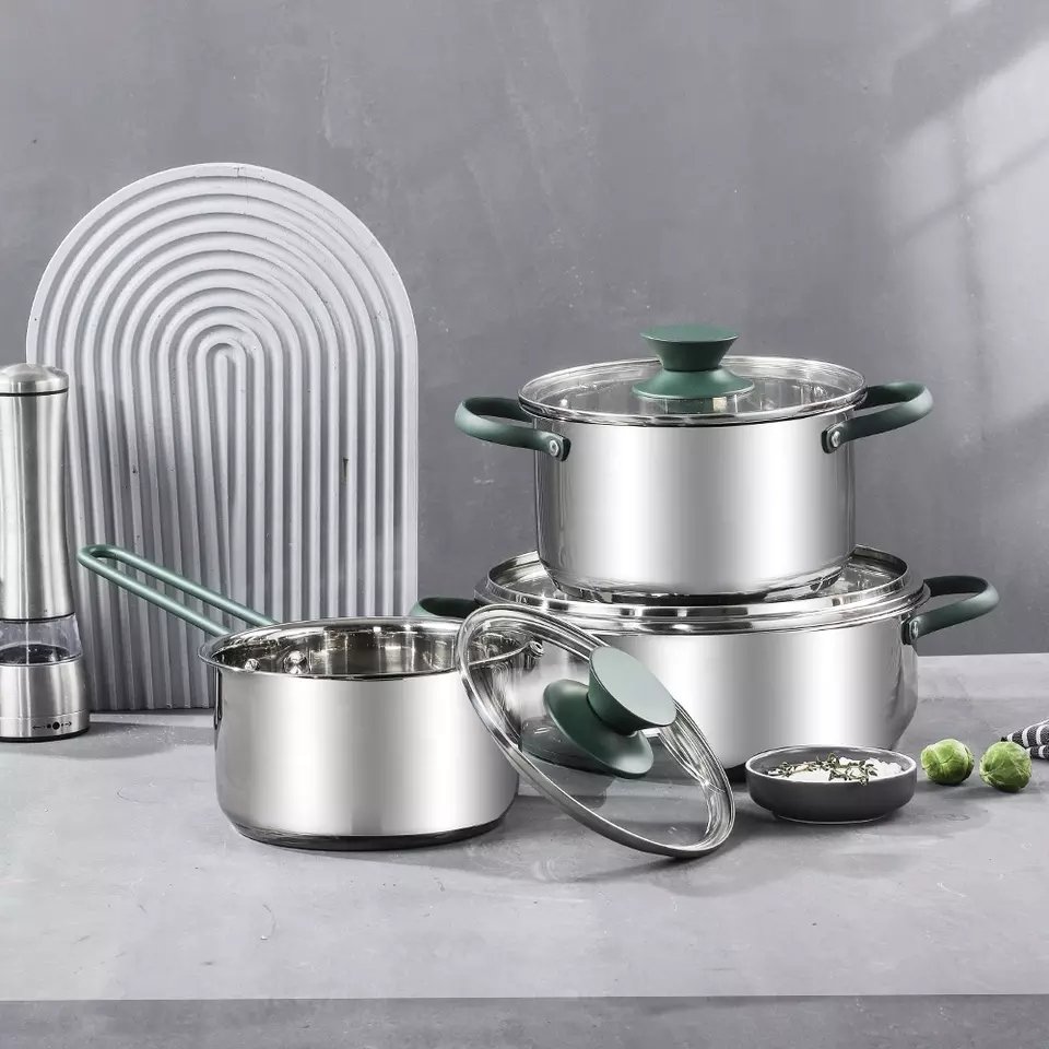 FTS cooking pot household kitchen utensils stainless steel nonstick luxury high quality for direct fire non stick cookware sets