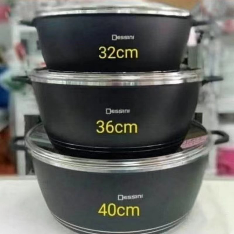 2024 6Pcs Non Stick Die Casting Cast Iron Kitchen Cooing Pot Frying Pan 32/36/48cm Casserole Kitchen Cookware Set