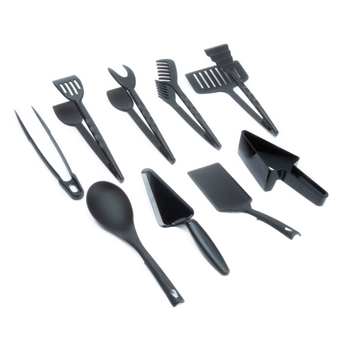 Italian Kitchen Tool Set Ergonomic Black Nylon Wood Handle Cookware Grill Best Price for Roasting Beef Chicken Fruit Meat