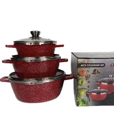 Factory Direct Cookware Sets Japandi 6pcs 20cm 24cm 26cm Kitchen Soup Pot Cookware Set