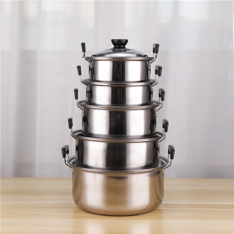 Wholesale 10pcs Stainless Steel Cooking Pot Set Soup Pot Set Combination Stainless Steel Cookware Set With SS Lid