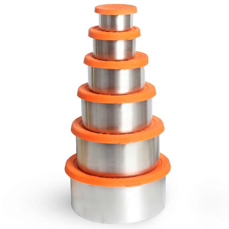 Modern Style Stainless Steel Food Storage Containers with Lids Sustainable Metal Dinnerware Sets Everyday Use Restaurants Hotels