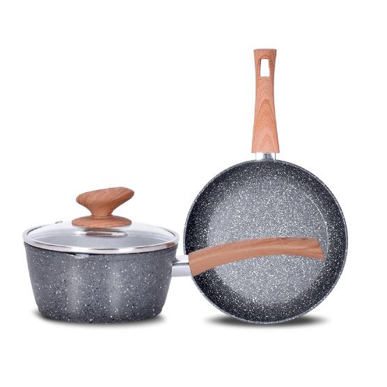 Good selling granite cookware set non stick frying pan aluminum cooking pots and pans set household utensils marble cookware set