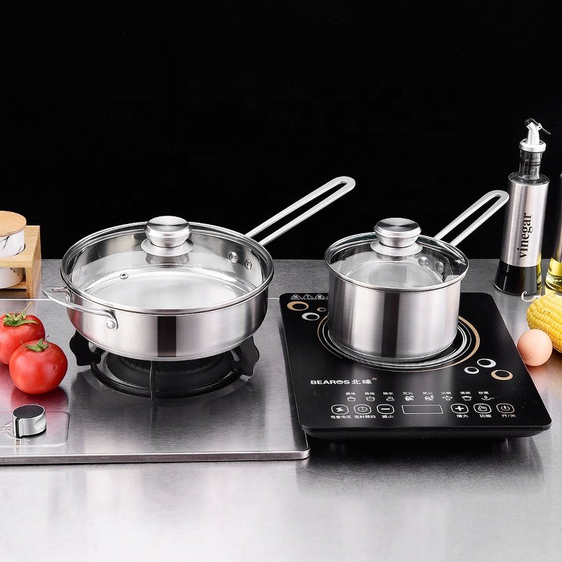 Factory wholesale High quality stockpot Kitchen Cooking 304 milk pot Stainless steel induction gas frying pan Cookware set