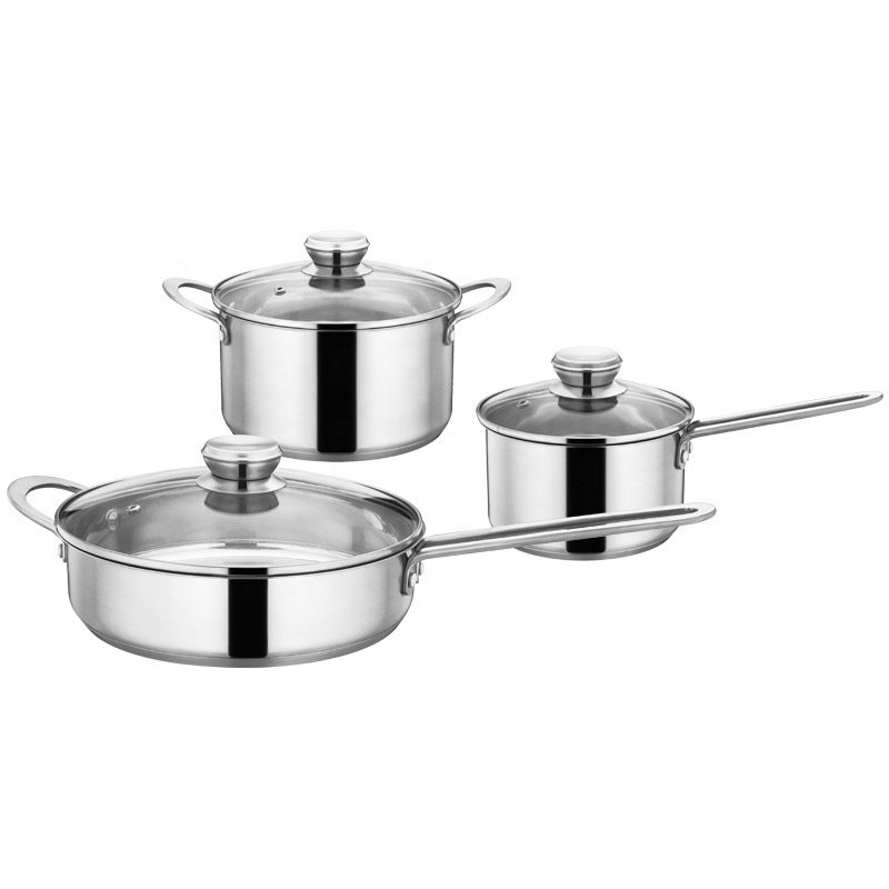 Factory wholesale High quality stockpot Kitchen Cooking 304 milk pot Stainless steel induction gas frying pan Cookware set