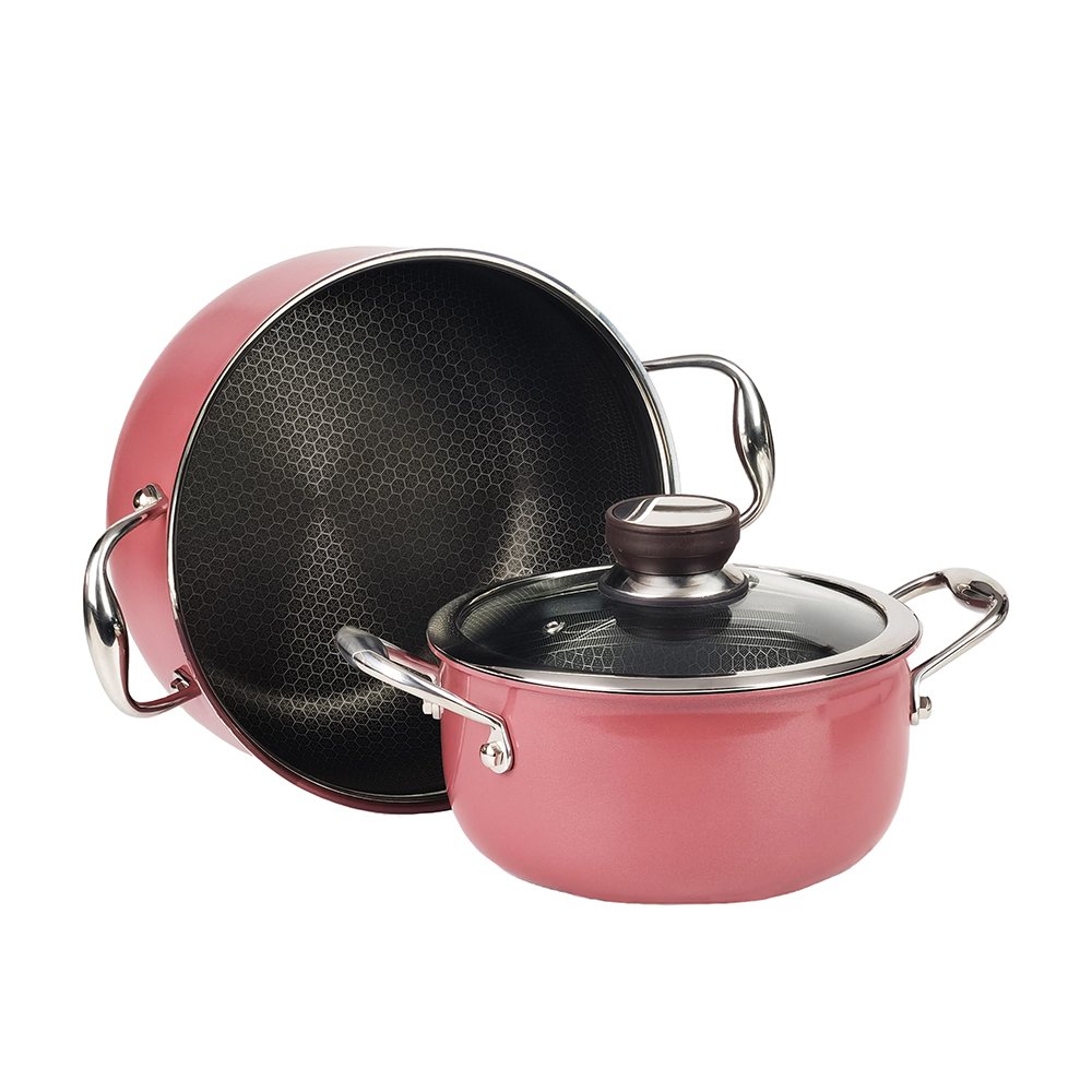 Manufacturers OEM Ceramic Cookware Set Kitchen Food Grade Non-stick Stainless Steel Eco-friendly Honeycomb Pots And Pans