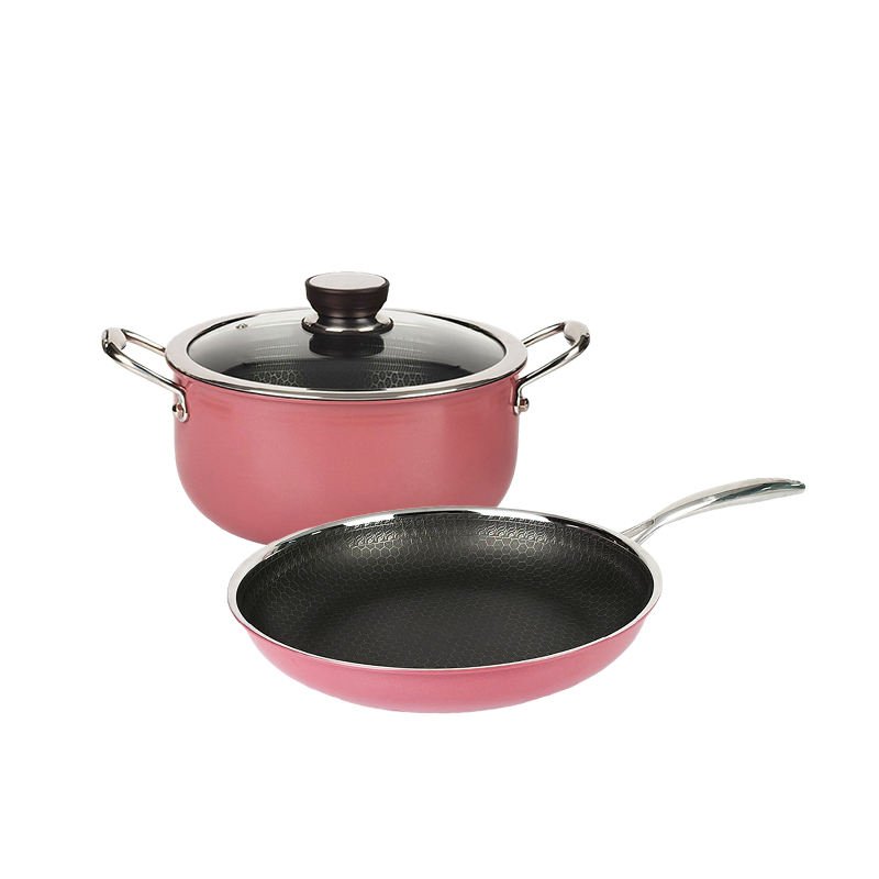 Manufacturers OEM Ceramic Cookware Set Kitchen Food Grade Non-stick Stainless Steel Eco-friendly Honeycomb Pots And Pans