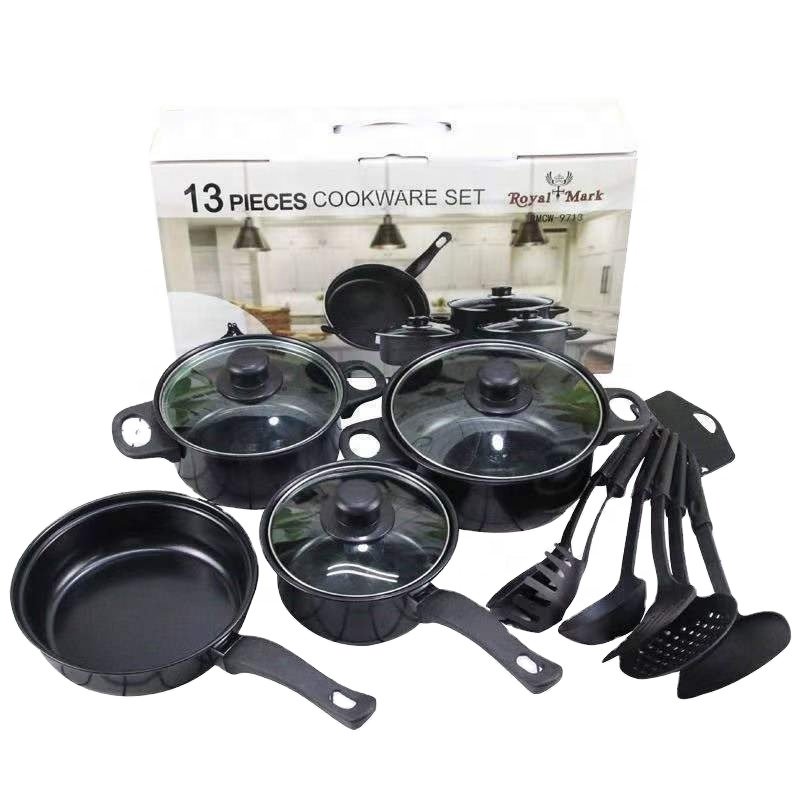 Factory quantity low-cost kitchen kitchenware set non-stick 13 sets cooking pot set non-stick cookware