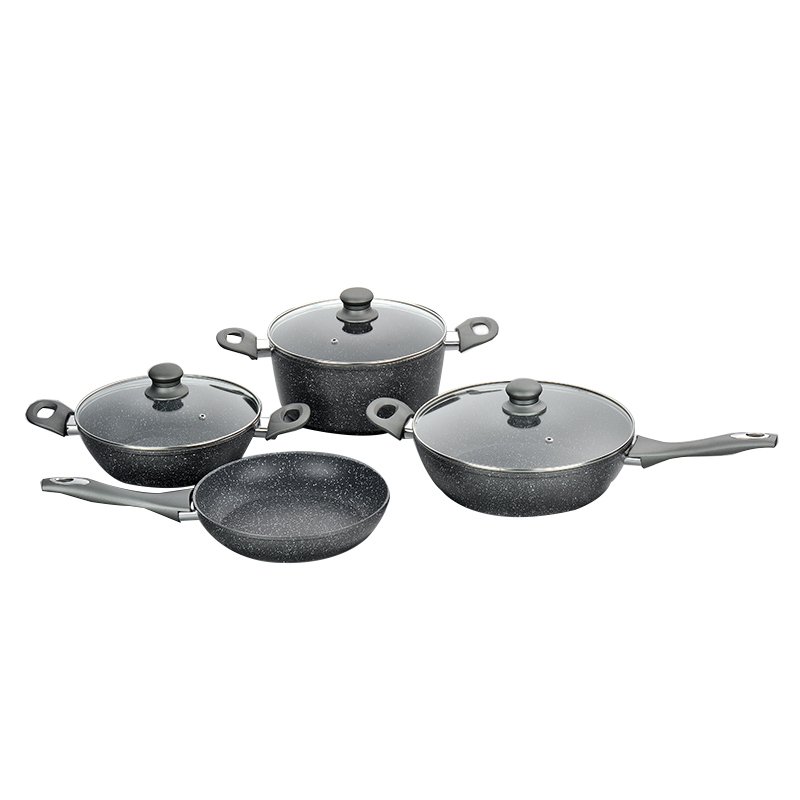 7pcs forged aluminium nonstick cookware sets marble coated