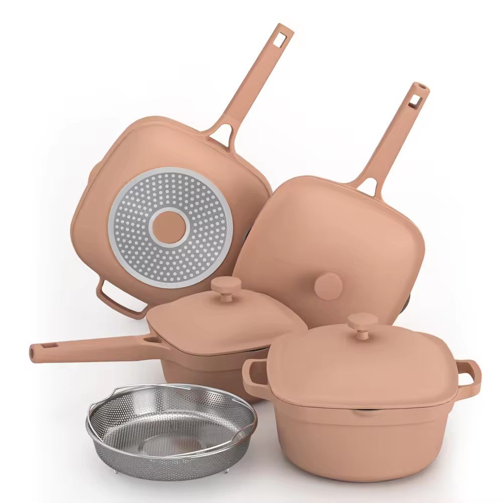 Die Cast Aluminum Pots And Frying Pans Ceramic Coating Non Stick Cookware Set