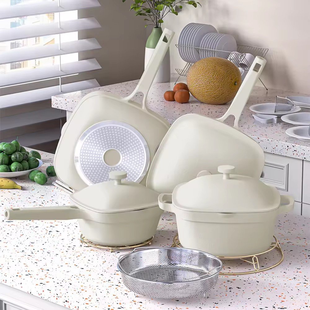 Die Cast Aluminum Pots And Frying Pans Ceramic Coating Non Stick Cookware Set