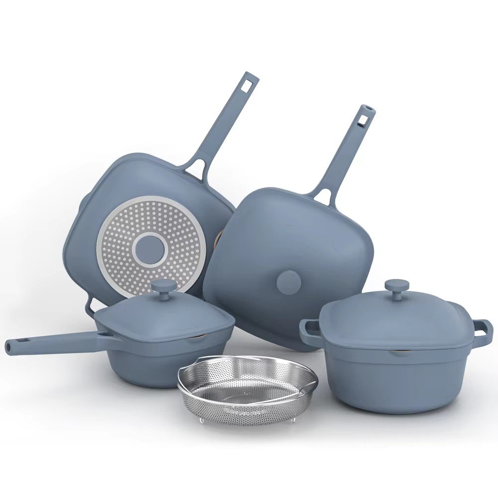 Die Cast Aluminum Pots And Frying Pans Ceramic Coating Non Stick Cookware Set