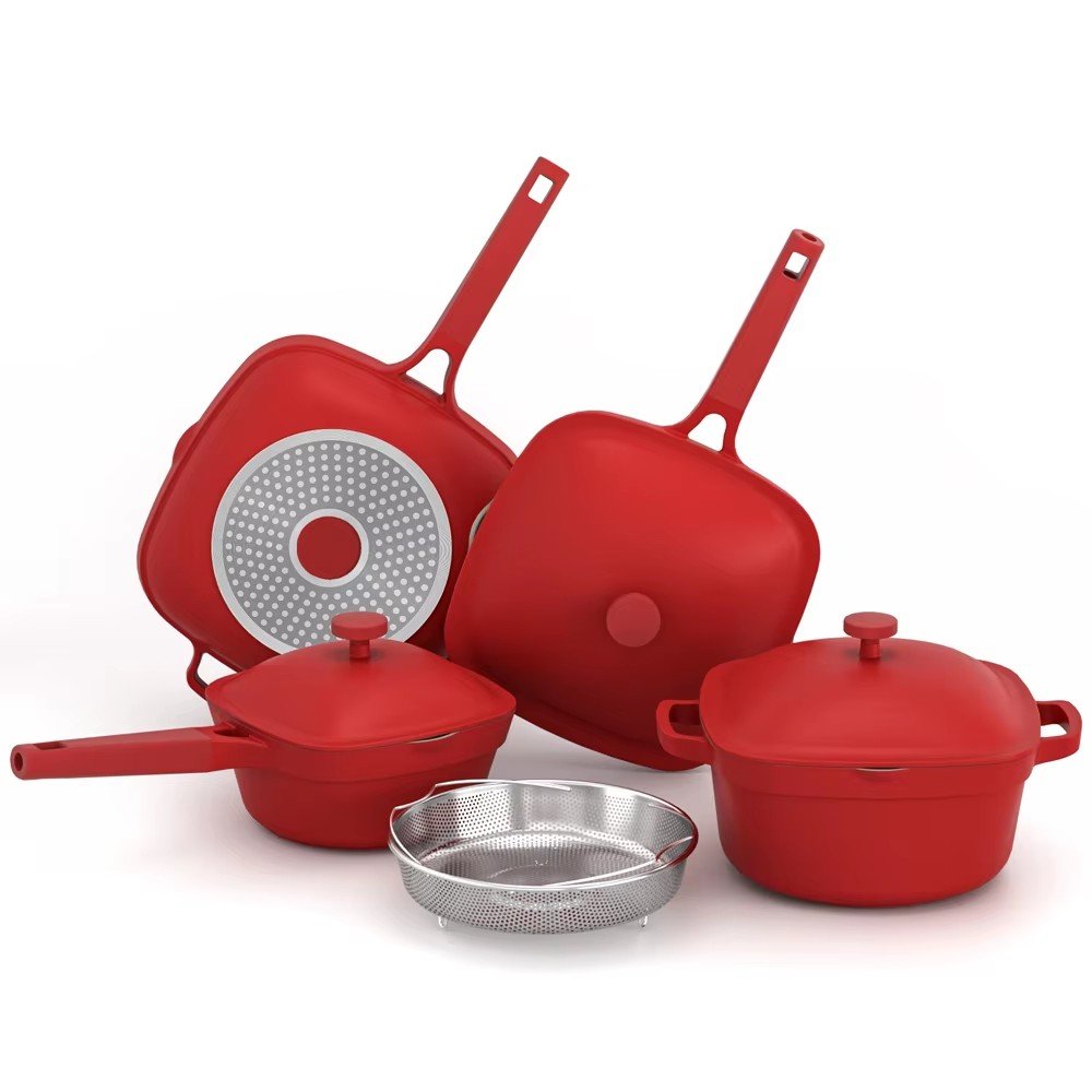Die Cast Aluminum Pots And Frying Pans Ceramic Coating Non Stick Cookware Set