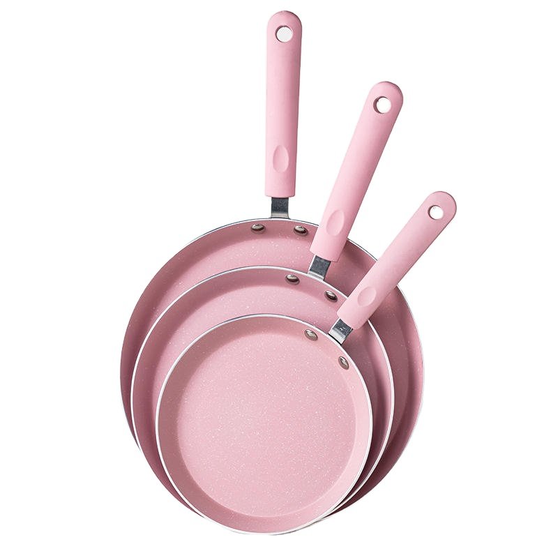New Modern Marble Pink Kitchen Cookware Set Non-stick Aluminum Cake Steak Frying Pan Set