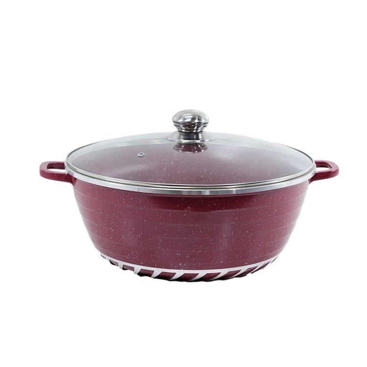 Marble Coating Non Stick Cookware Set 10pcs Total 20-32cm Red Soup Pot Stockpot for induction cooker