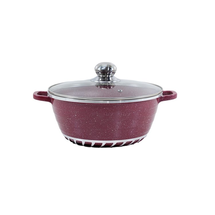 Marble Coating Non Stick Cookware Set 10pcs Total 20-32cm Red Soup Pot Stockpot for induction cooker