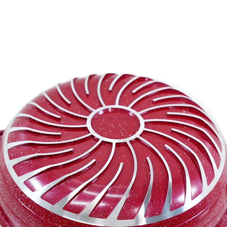 Marble Coating Non Stick Cookware Set 10pcs Total 20-32cm Red Soup Pot Stockpot for induction cooker