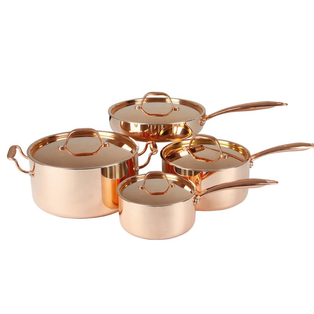 Professional triply 8-Piece Copper Pots Kitchen Cookware Sets