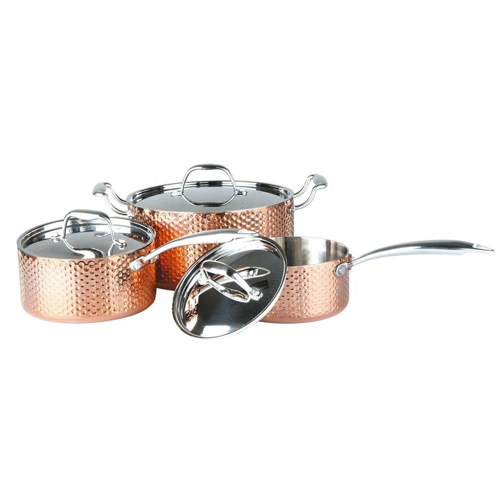 Professional triply 8-Piece Copper Pots Kitchen Cookware Sets