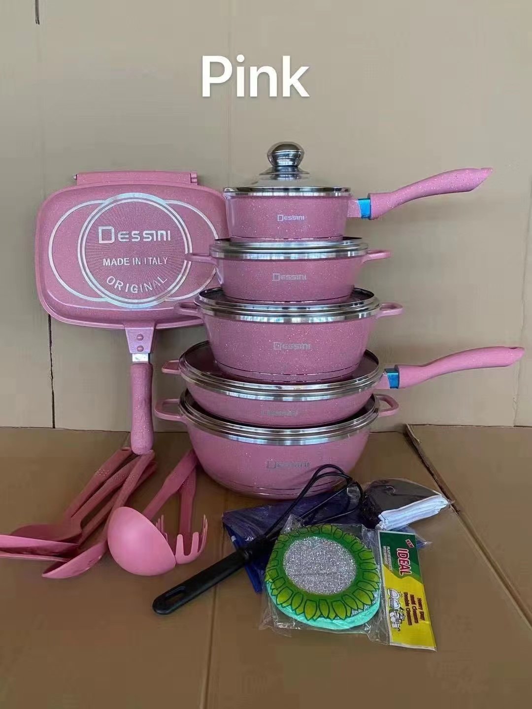 Ready Ship Stock Kitchen Cooking Pot Traditional Chinese 23pcs Desini Cookware Set Non-Stick