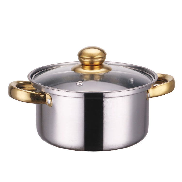 12Piece Stainless Steel Pots and Pans Set Export Quality Cookware Set with GoldPlated Handles for Kitchen frying pan set