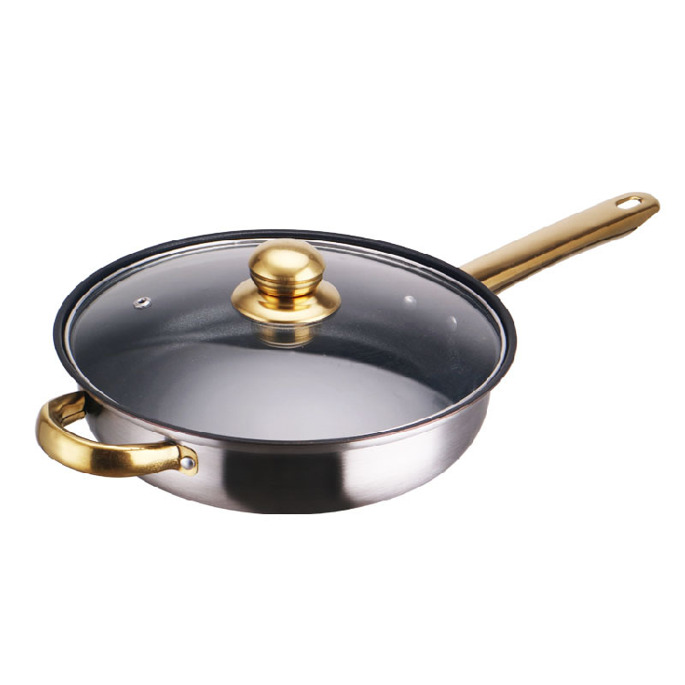 12Piece Stainless Steel Pots and Pans Set Export Quality Cookware Set with GoldPlated Handles for Kitchen frying pan set
