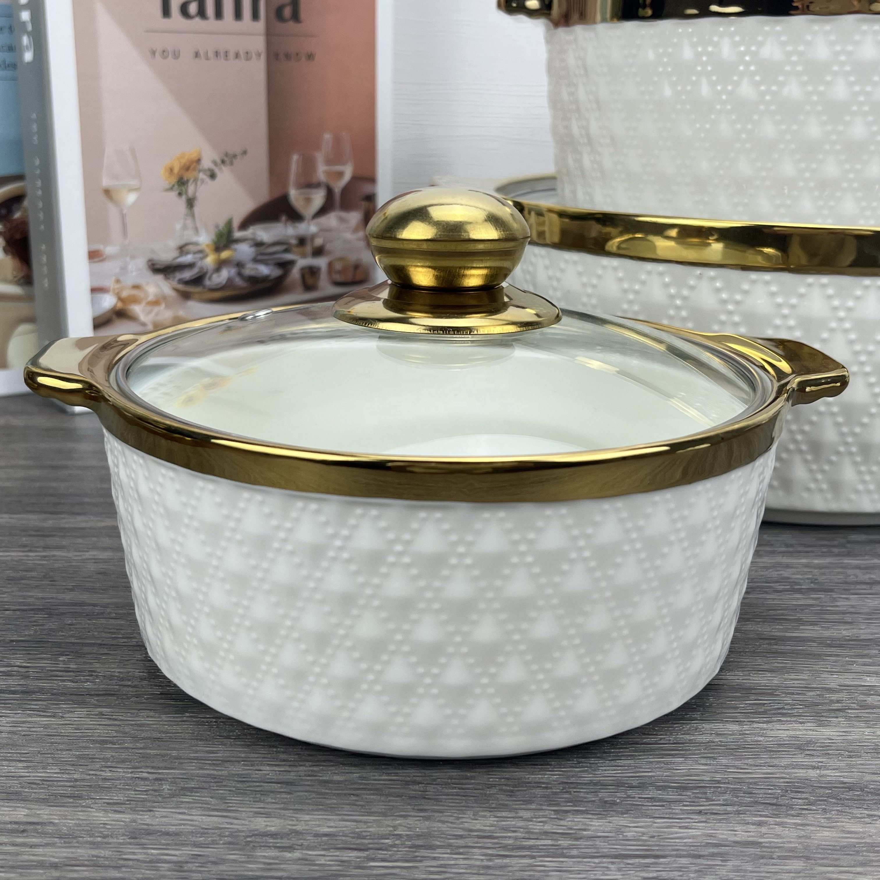 Outdoor Kitchen Supplies Items Wares Wholesale non stick Cookware Sets Dinnerware Utensils Ceramic Soup Pot Cooking Pot Sets