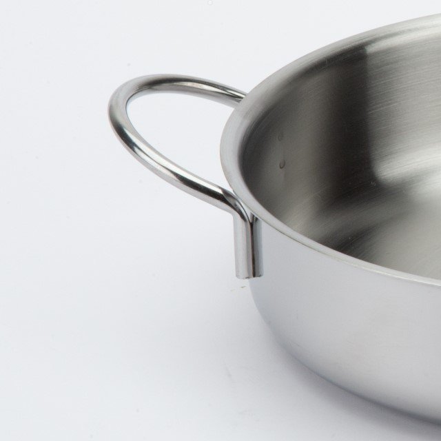 Italian High Quality 26cm Steel Skillet with Ergonomic Stainless Steel Side-Handles Cookware Set Kitchen Cooking Salad Garlic
